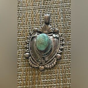 Vintage silver and turquoise pendant